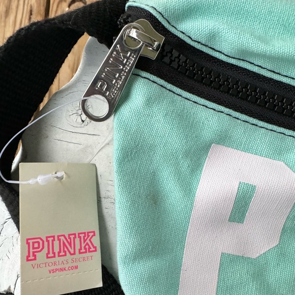 NWT Victoria Secret PINK Mint Green Fanny Pack Waist Belt Bag White Logo - Picture 2 of 6